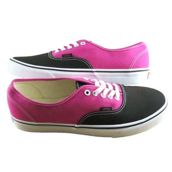Vans Men's Authentic Pop Raspberry Rose Black Canvas Skate shoes Size 11.5 NIB - Picture 2 of 7